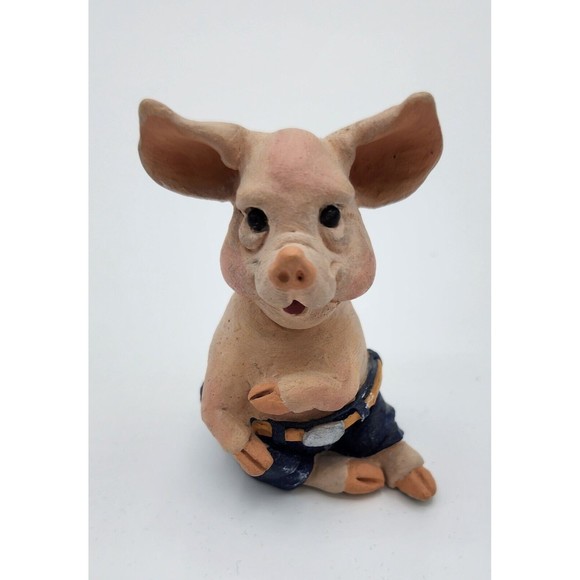 Sitting Pig Calabar Creations Pig Hollow Pete Apsit figurine 1994 Vintage - Picture 7 of 10